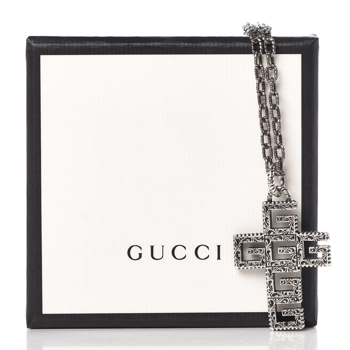 Mens G Cube Cross Necklace Silver