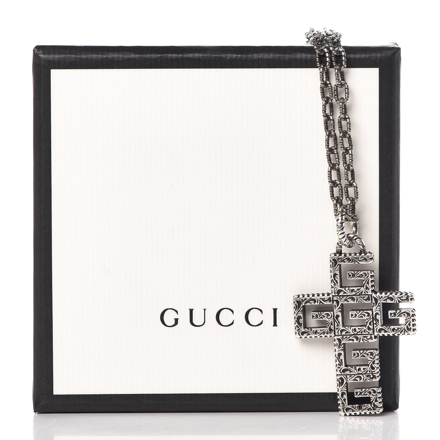 Gucci Mens G Cube Cross Necklace Silver 7 of 7