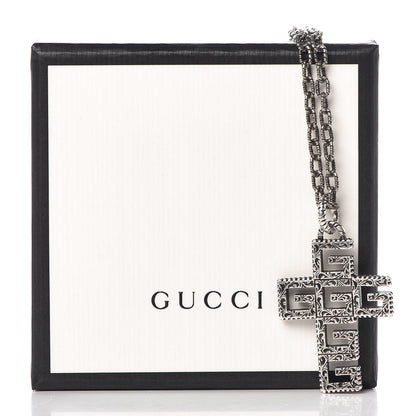 Gucci Mens G Cube Cross Necklace Silver 7 of 7