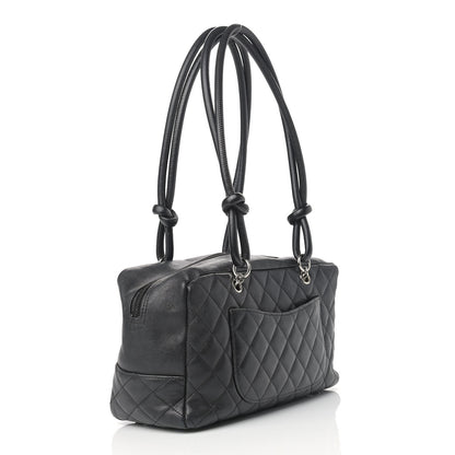 Chanel Calfskin Quilted Large Cambon Bowler Black 3 of 18