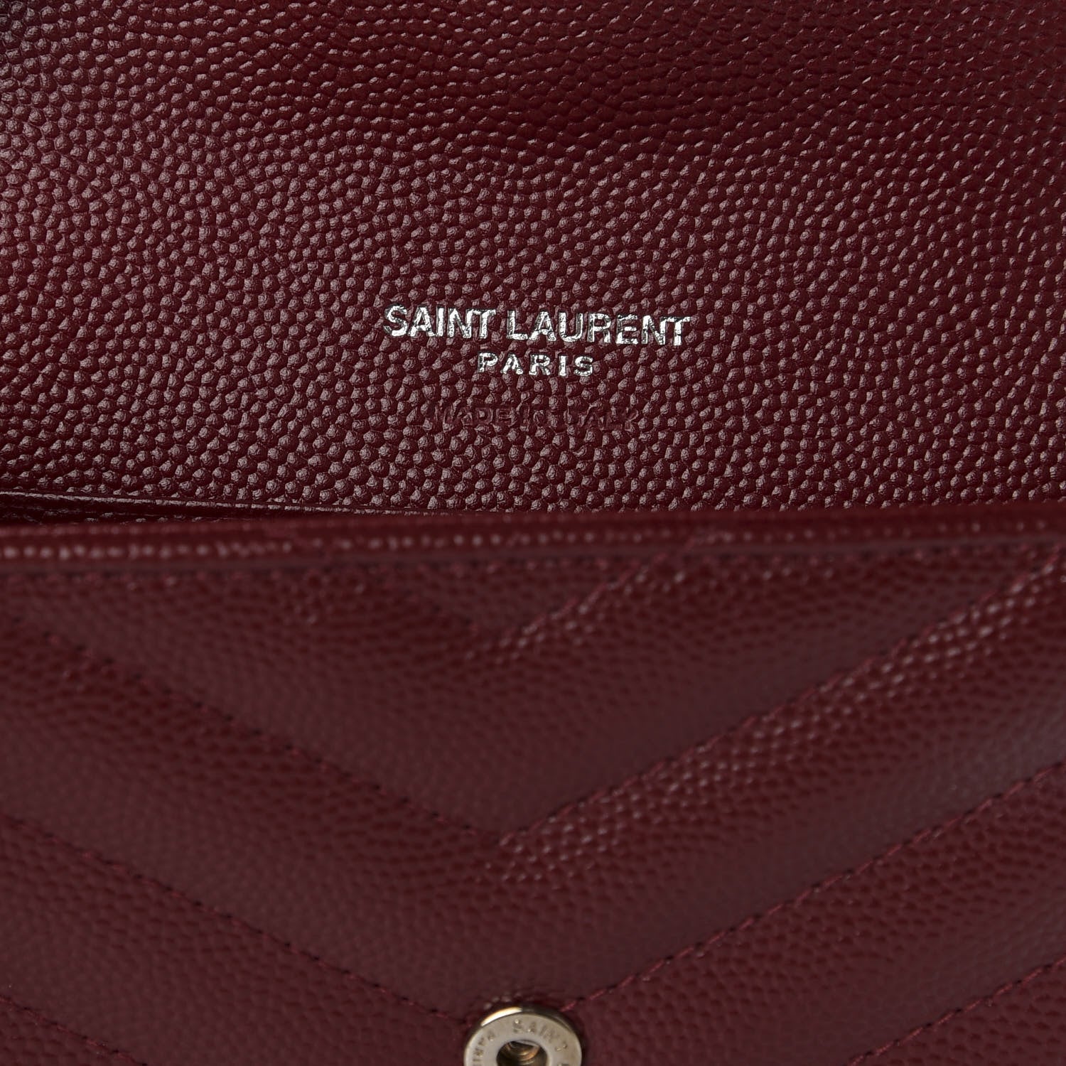 Saint Laurent Grain De Poudre Matelasse Chevron Small Monogram Envelope Wallet Palissandre 5 of 7