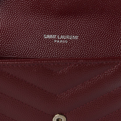 Saint Laurent Grain De Poudre Matelasse Chevron Small Monogram Envelope Wallet Palissandre 5 of 7