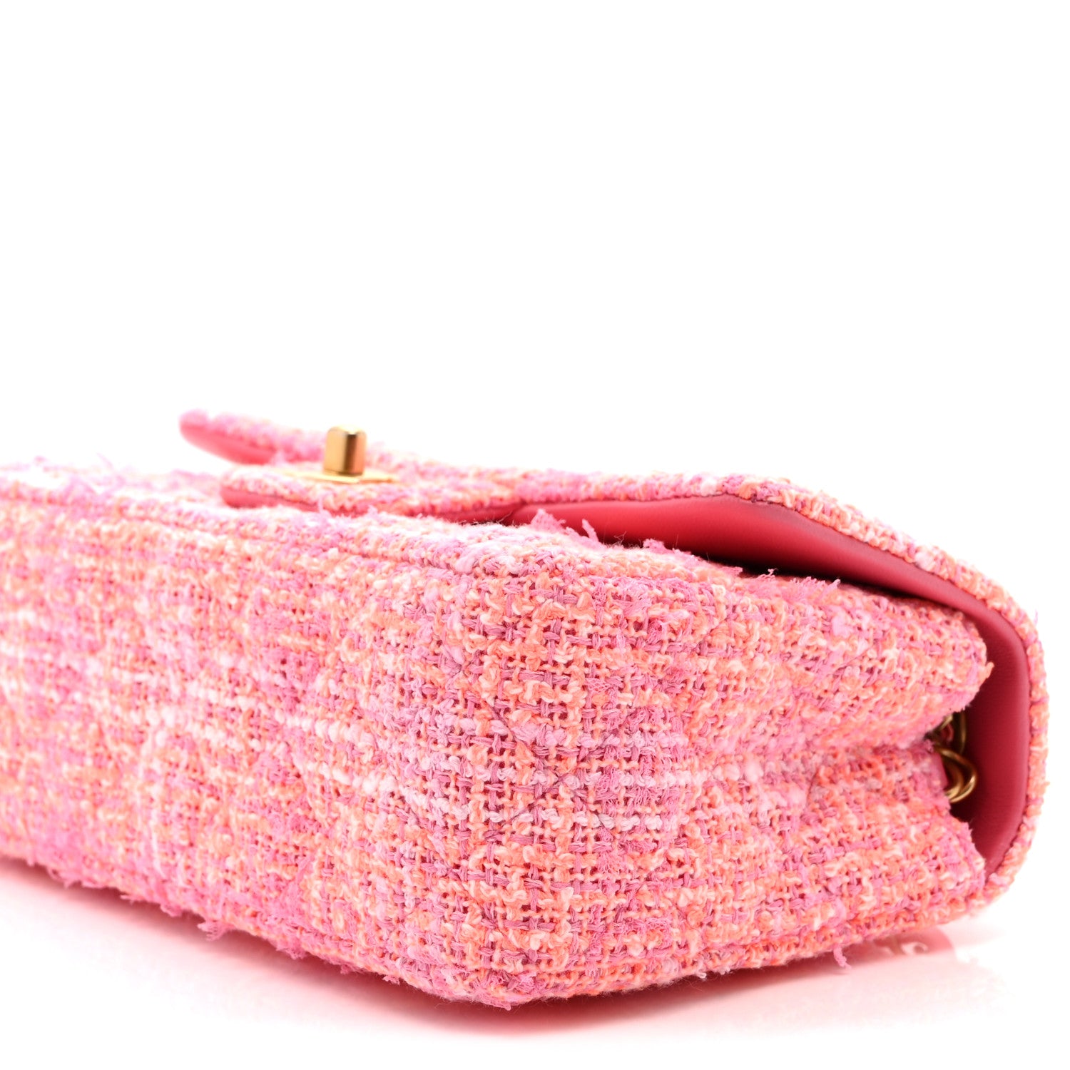 Chanel Tweed Quilted Mini Rectangular Flap Pink Orange White 10 of 11