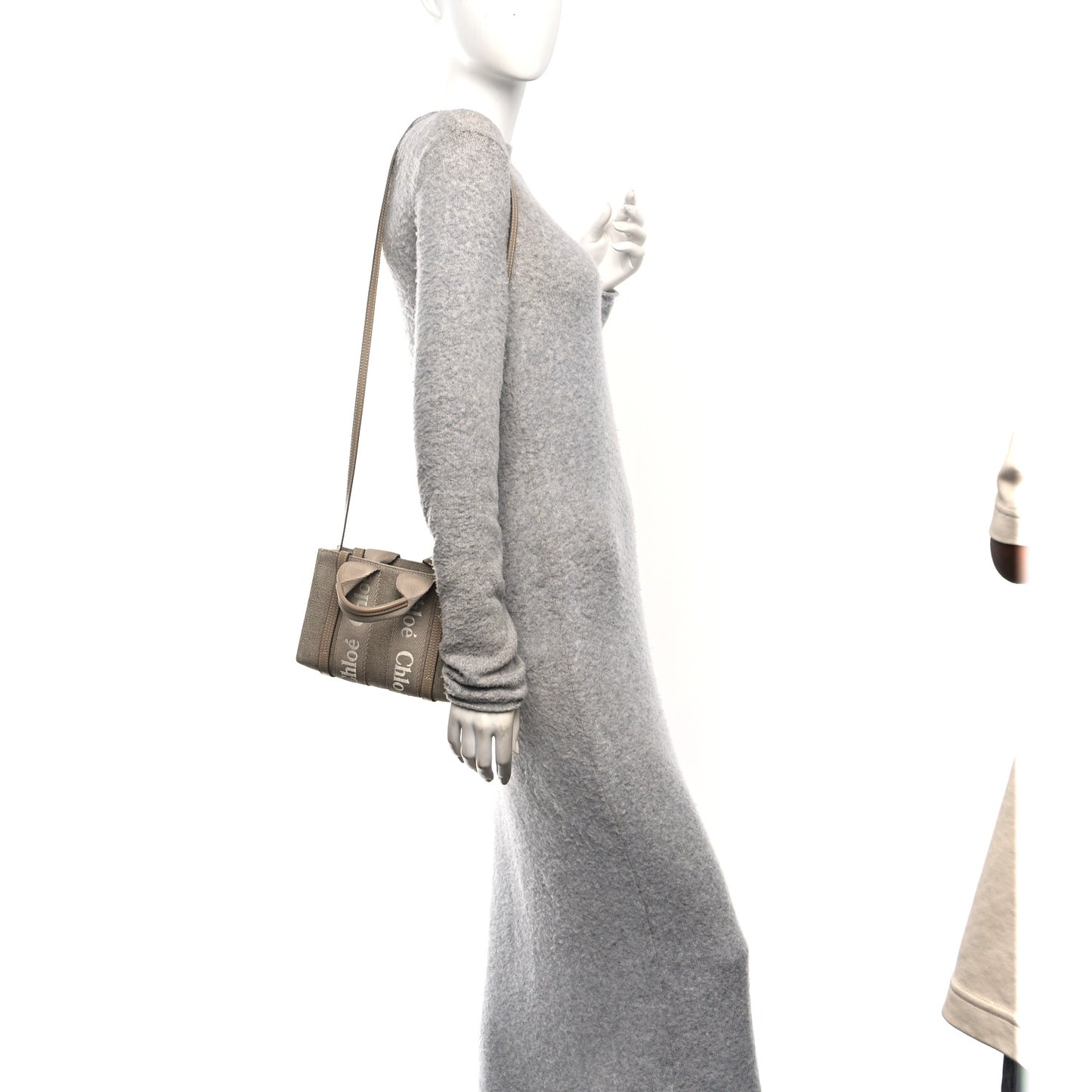 Linen Calfskin Mini Woody Ribbon Tote With Strap Boyish Brown