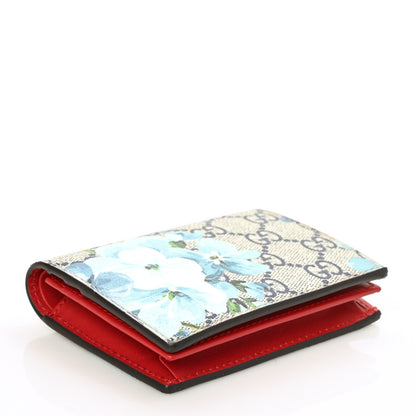 Gucci GG Supreme Monogram Blooms Card Case Beige Blue Navy Hibiscus Red 4 of 7