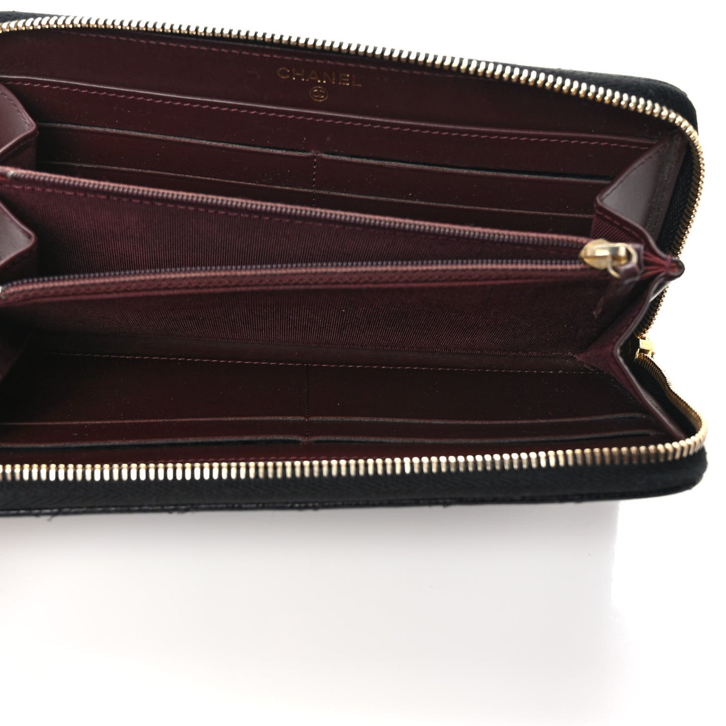 Caviar Quilted Large Gusset Zip Around Wallet Black