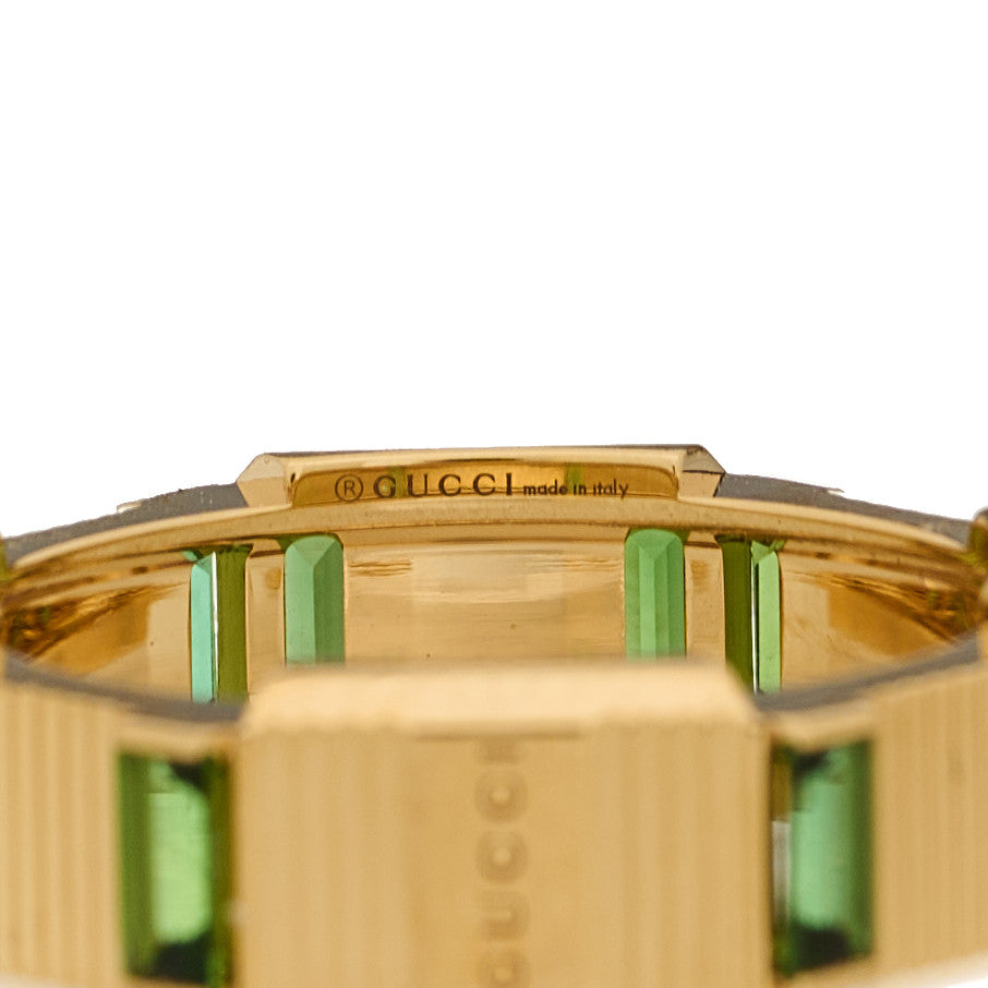 18K Yellow Gold Green Tourmaline 7mm Link to Love Ring 54 6.75