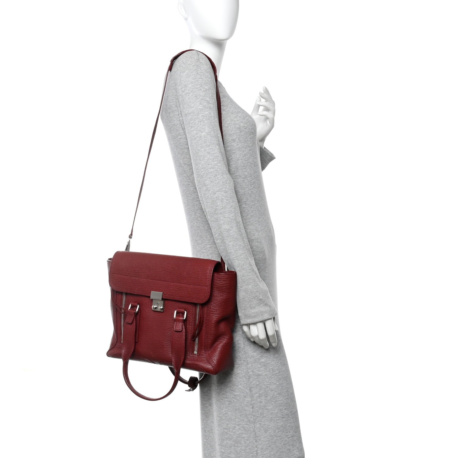 3.1 Phillip Lim Textured Calfskin Medium Pashli Satchel Burgundy 2 of 9
