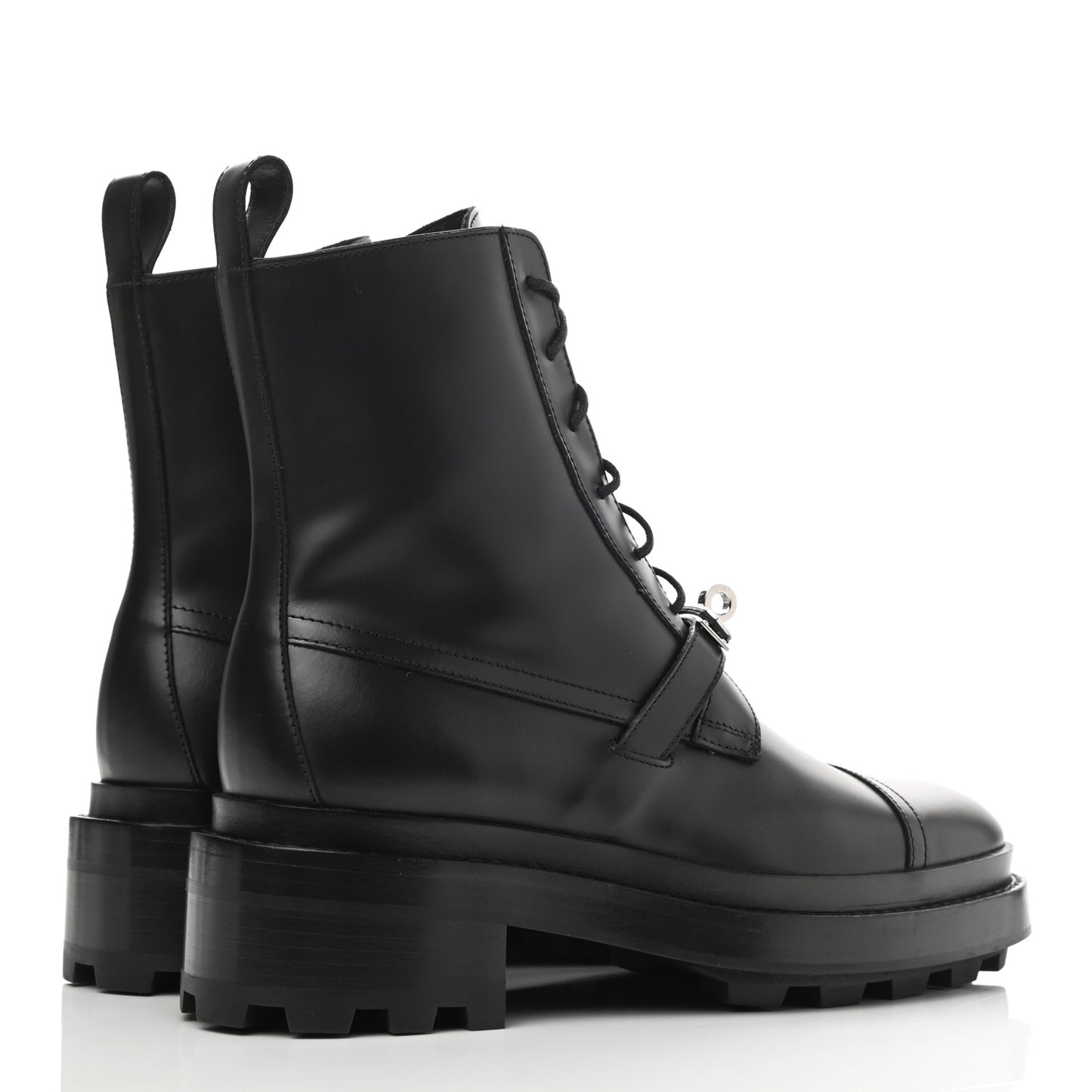 Glossed Calfskin Funk Ankle Boots 36 Black