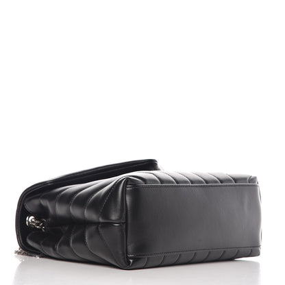 Saint Laurent Calfskin Y Quilted Monogram Small Loulou Chain Satchel Black 4 of 9