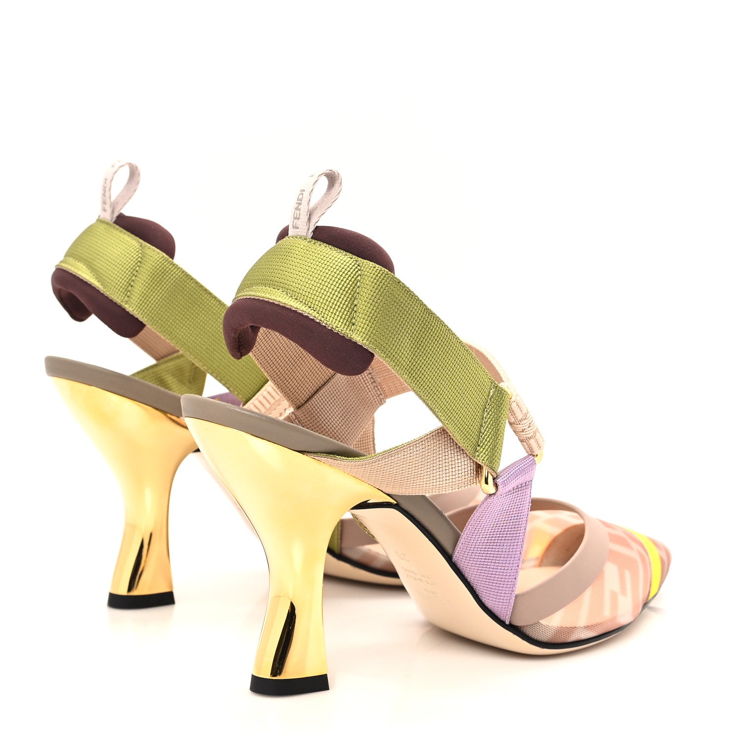 Fendi Mesh Vitello FF Colibri 100mm Slingback Pumps 39 Rose
