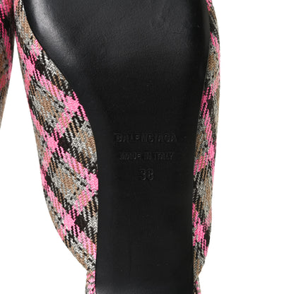 Balenciaga Wool Check Pointed Toe 40mm Mules 38 Grey Pink 9 of 12