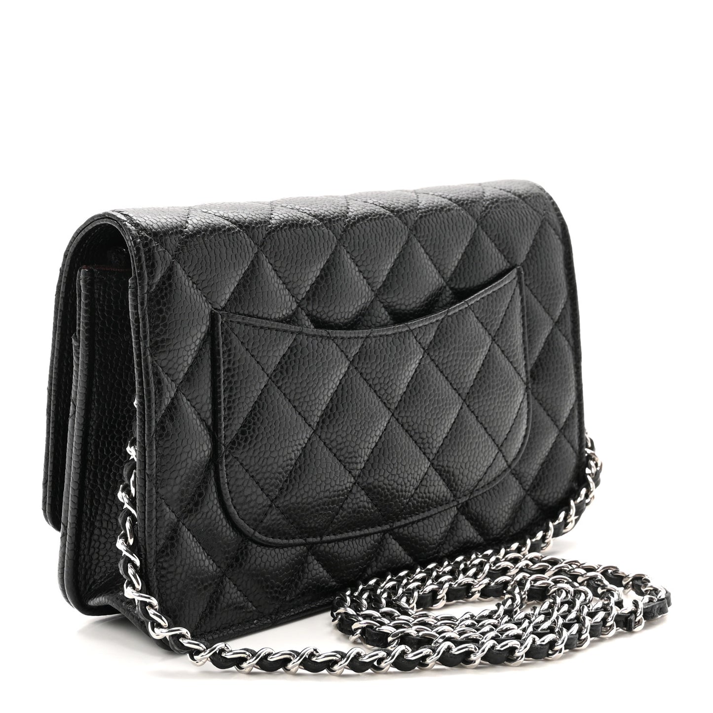 Caviar Quilted Wallet on Chain WOC Black
