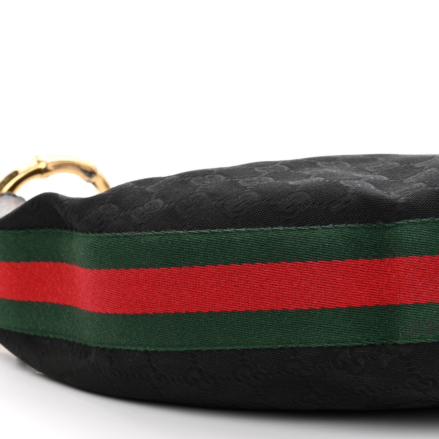 Gucci Monogram Web Bamboo Ring Hobo Black 9 of 14