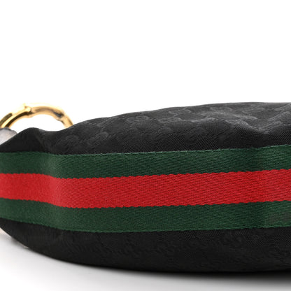Gucci Monogram Web Bamboo Ring Hobo Black 9 of 14