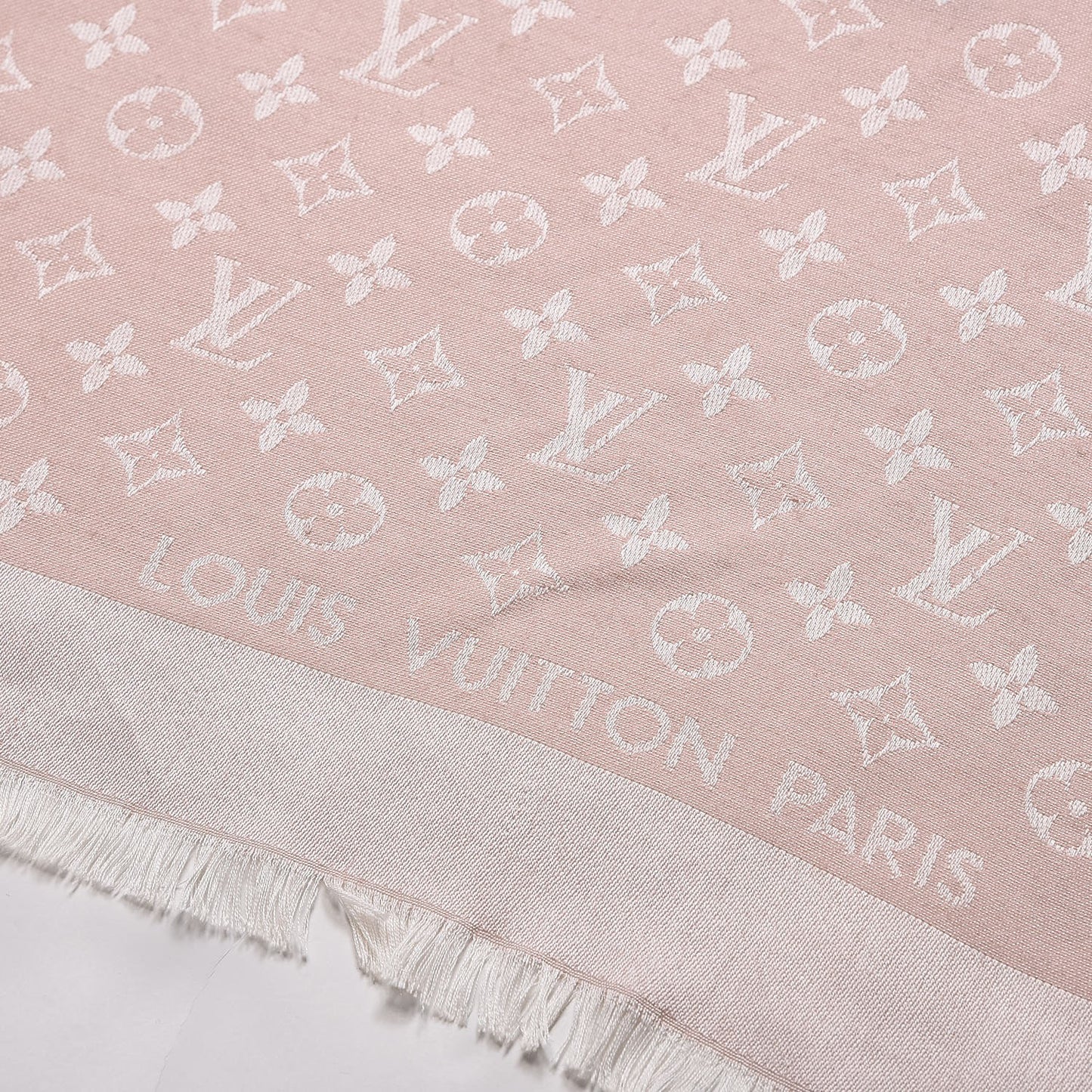 Silk Wool Monogram Denim Shawl Pink
