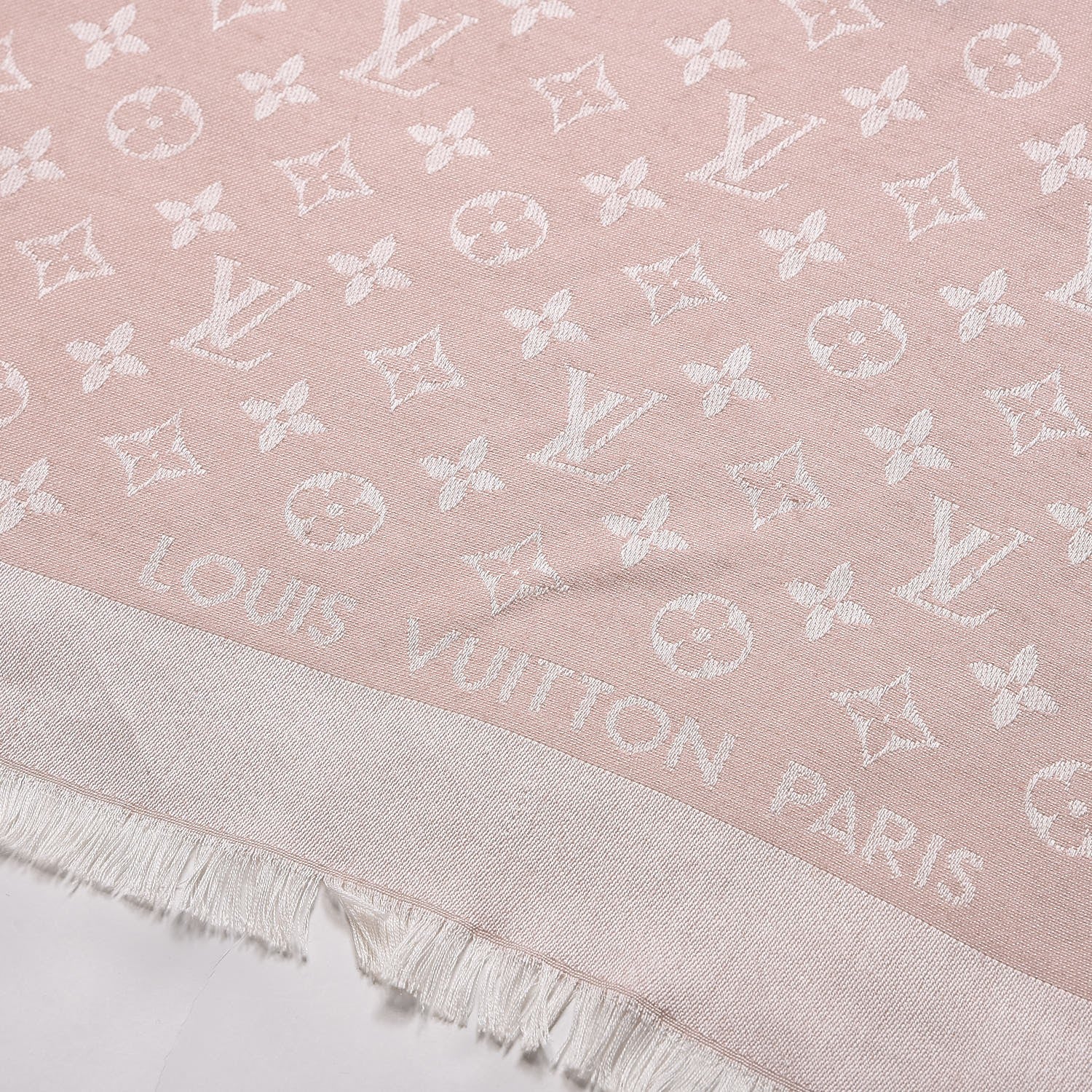Louis Vuitton Silk Wool Monogram Denim Shawl Pink 3 of 11