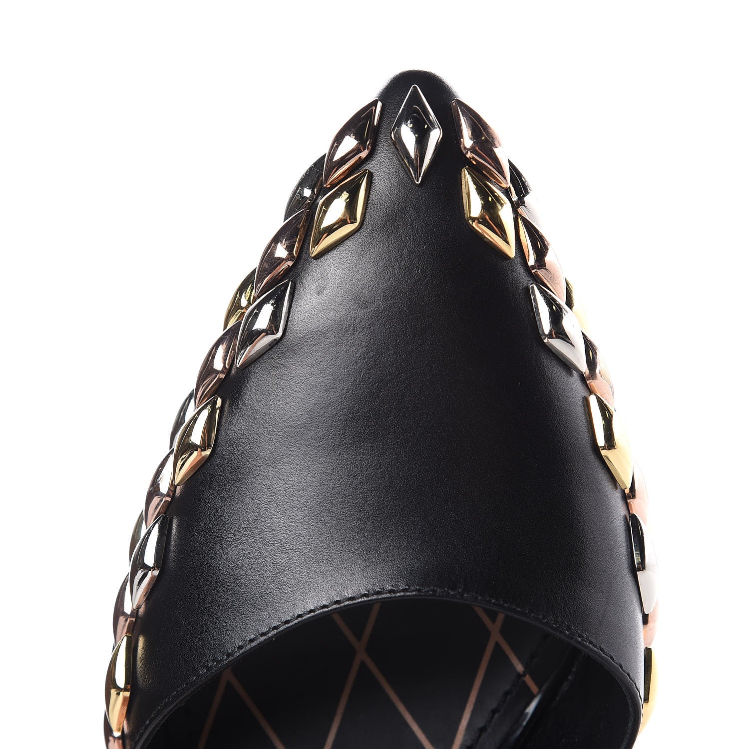 Louis Vuitton Calfskin Studded Gold Rush Slingback Pumps 37 Black 11 of 12