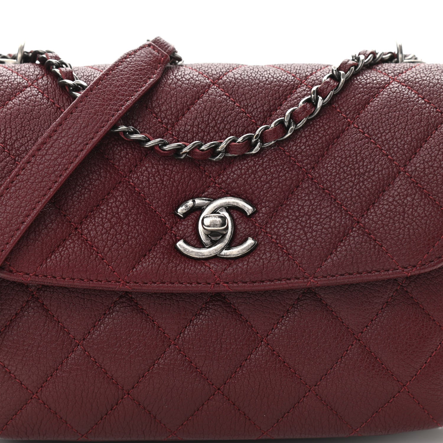 Chanel Goatskin Quilted CC Waiter Shoulder Bag Burgundy 8 of 10
