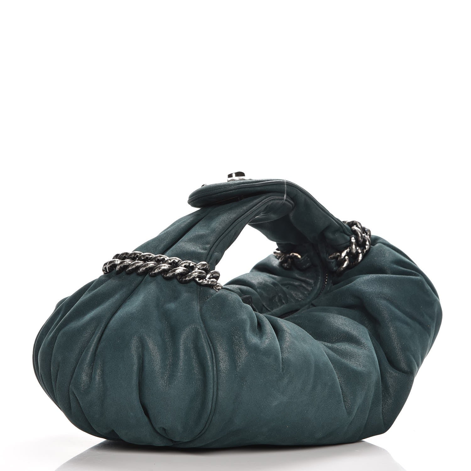 Chanel Iridescent Calfskin Midnight Stones Clutch Dark Green 3 of 9