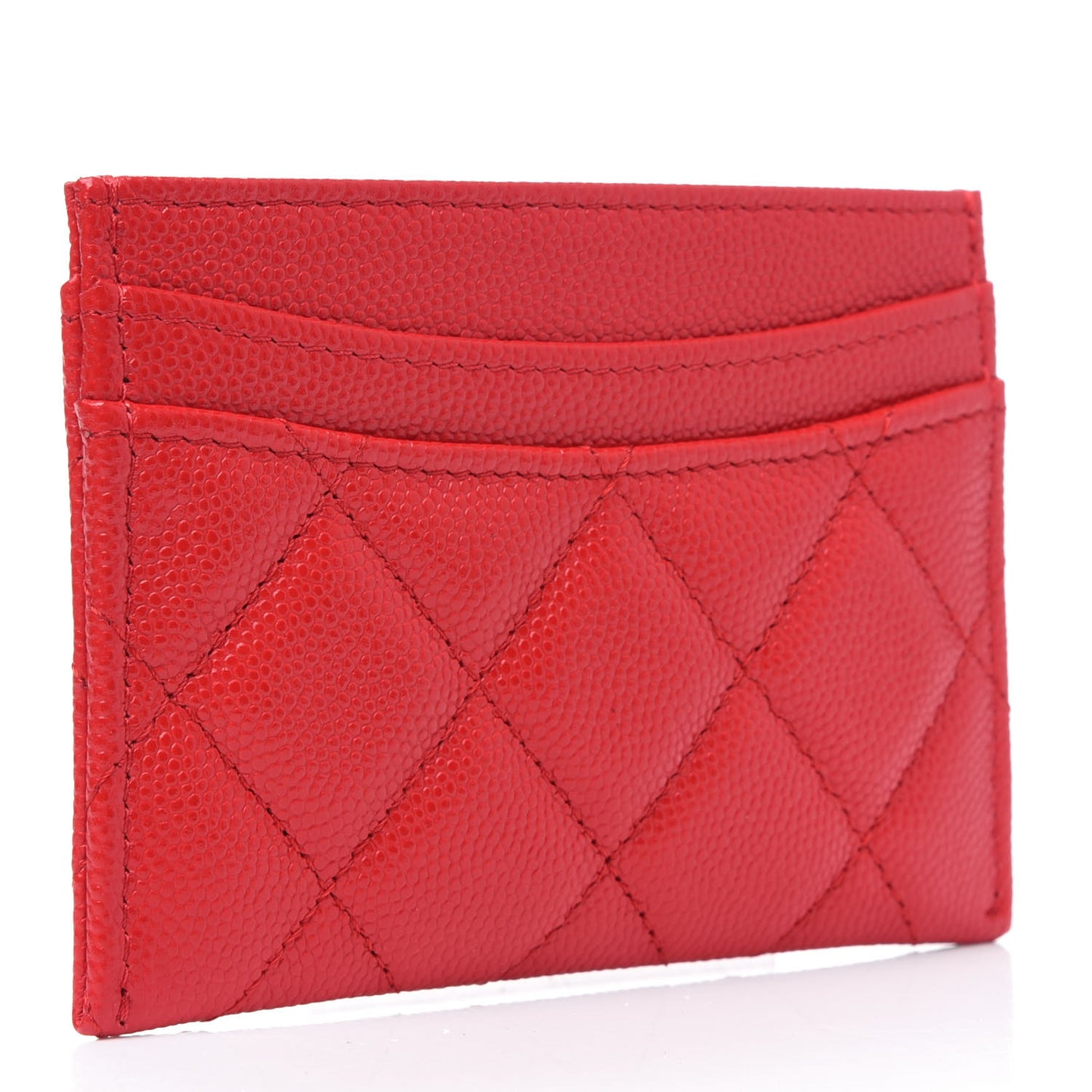 Caviar Quilted Card Holder Red