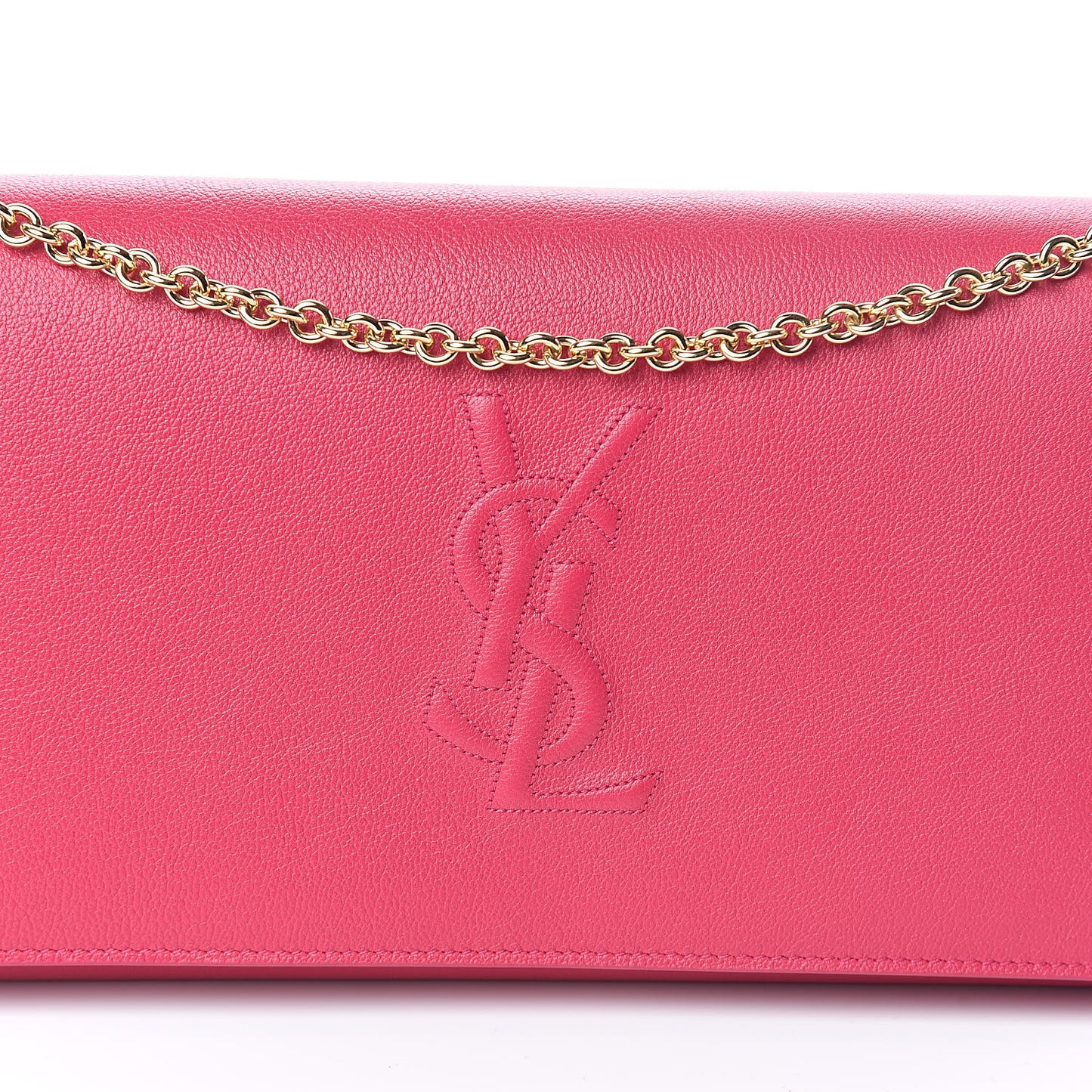 Calfskin Belle de Jour Chain Clutch Fushia