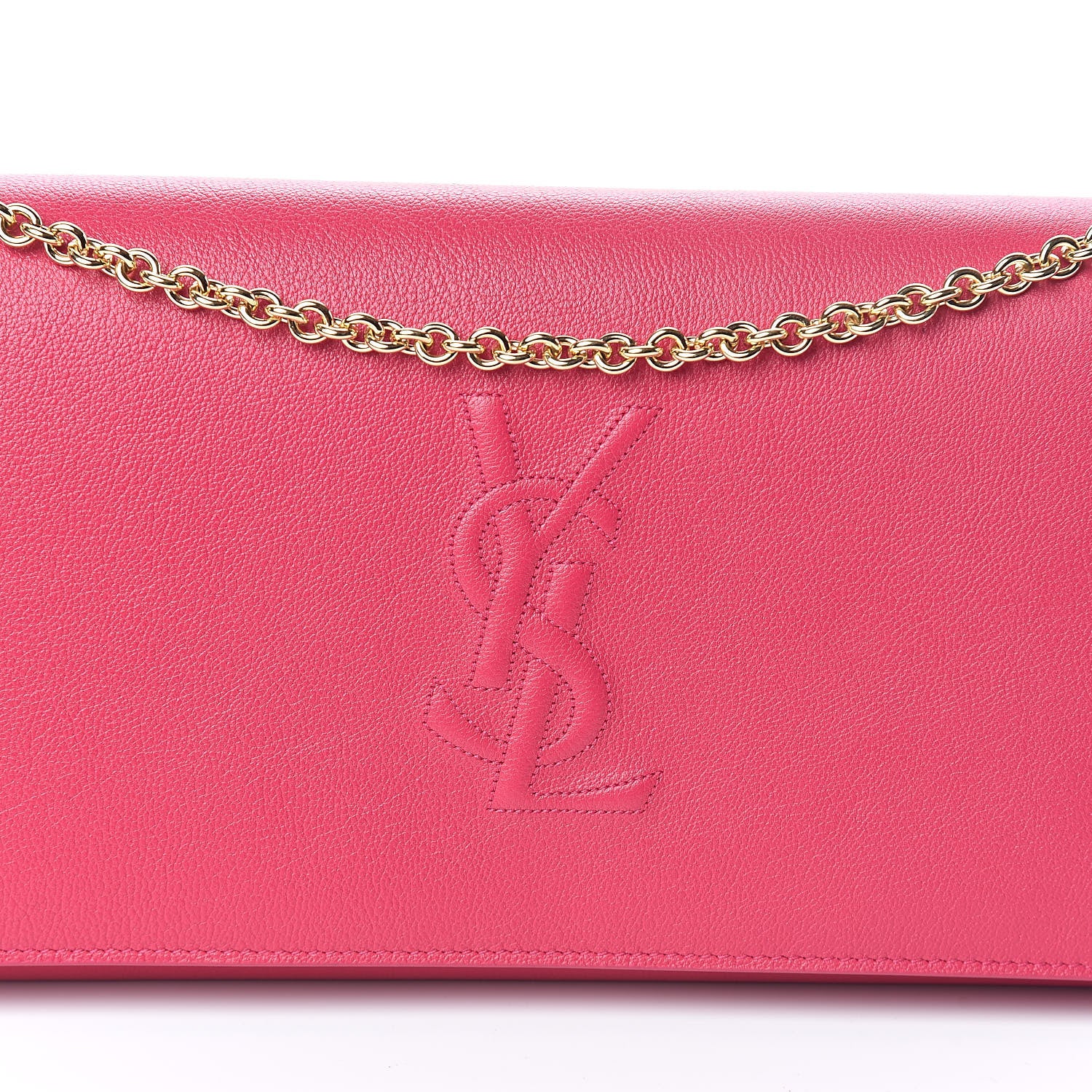 Saint Laurent Calfskin Belle de Jour Chain Clutch Fushia 7 of 9