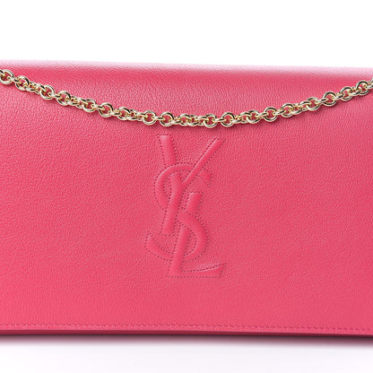 Saint Laurent Calfskin Belle de Jour Chain Clutch Fushia 7 of 9
