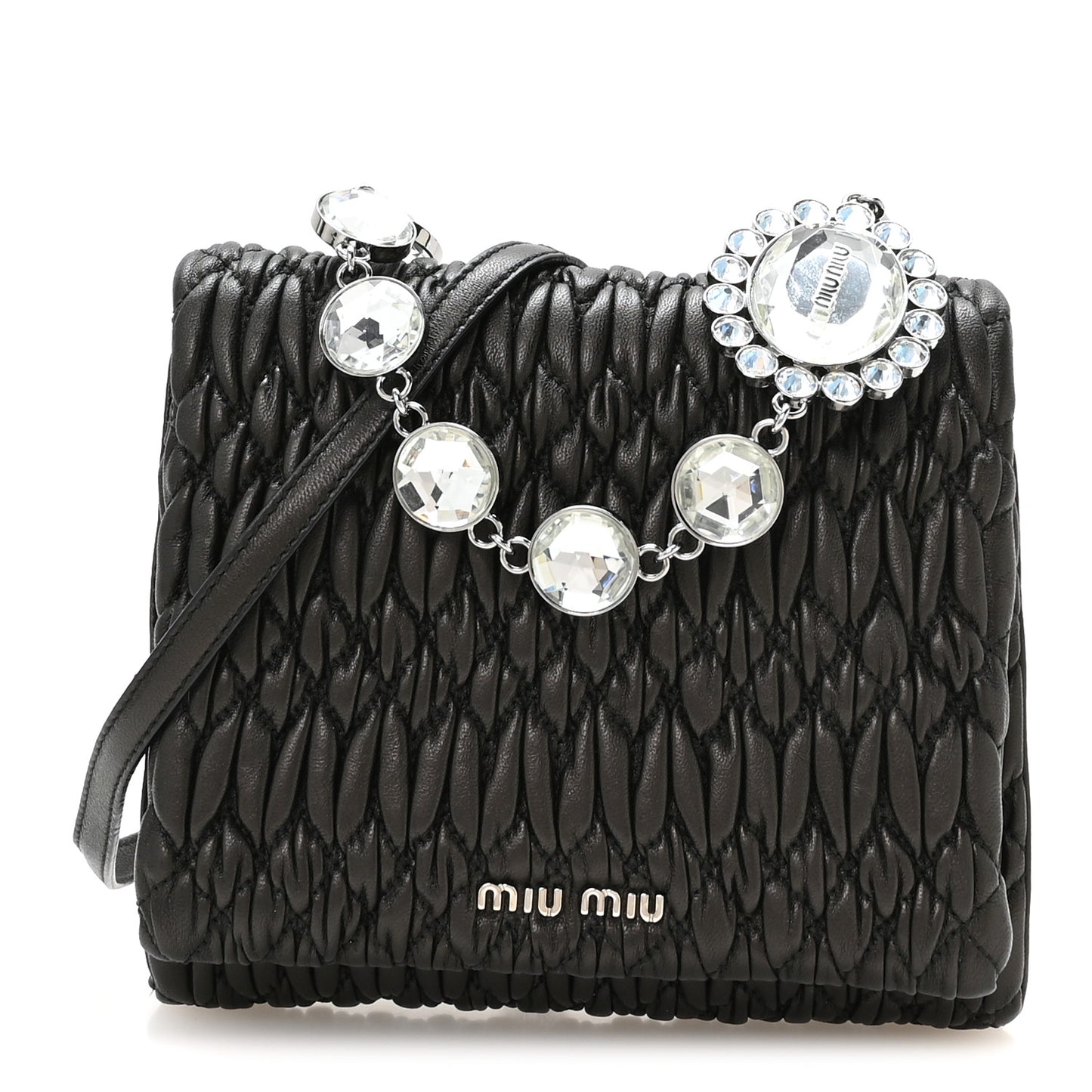 Nappa Matelasse Crystal Shoulder Bag Black
