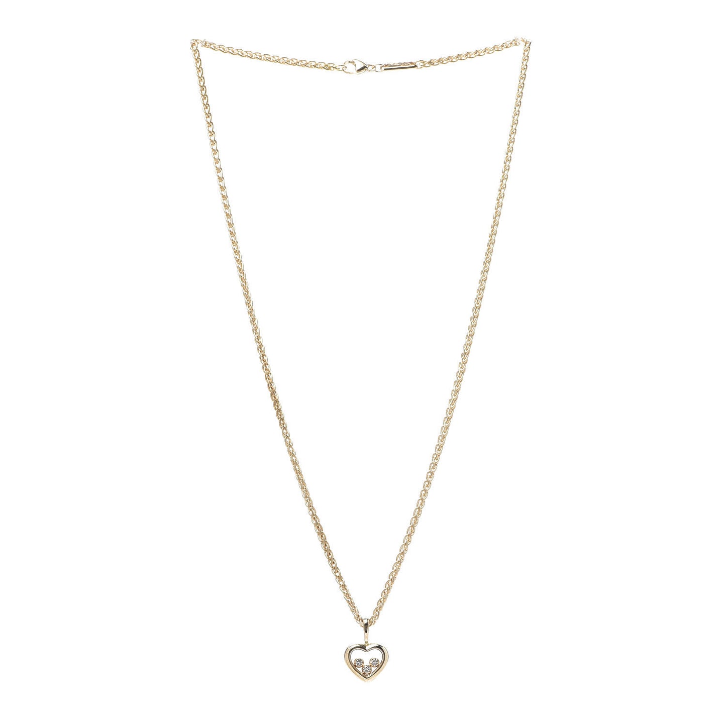 18K Yellow Gold Diamond Happy Diamonds Icons Heart Pendant Necklace