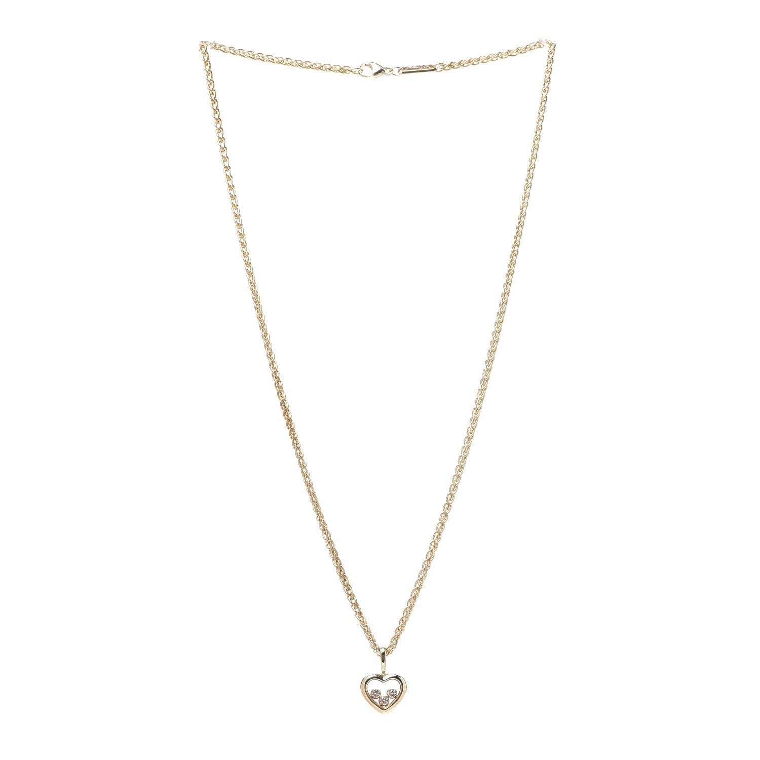 Chopard 18K Yellow Gold Diamond Happy Diamonds Icons Heart Pendant Necklace 2 of 7