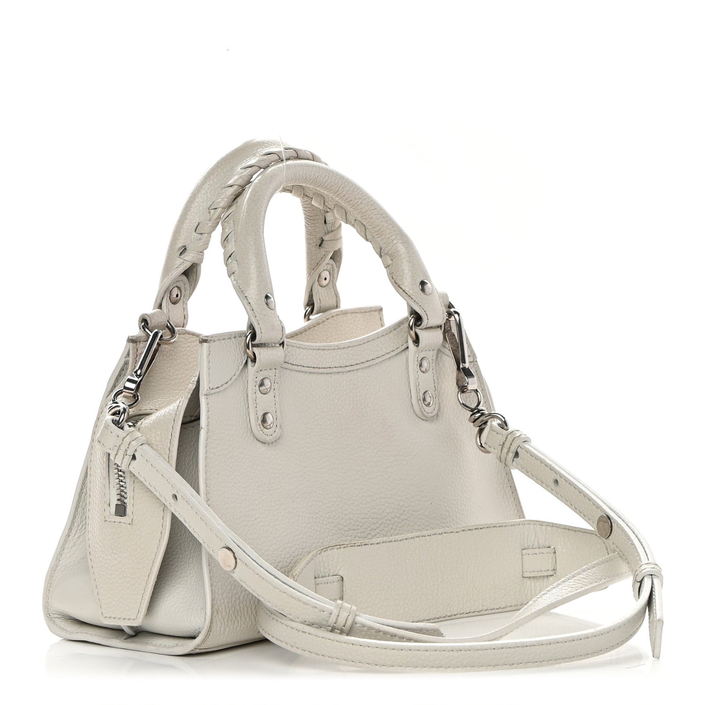Grained Calfskin Neo Classic Silver Hardware Mini City White