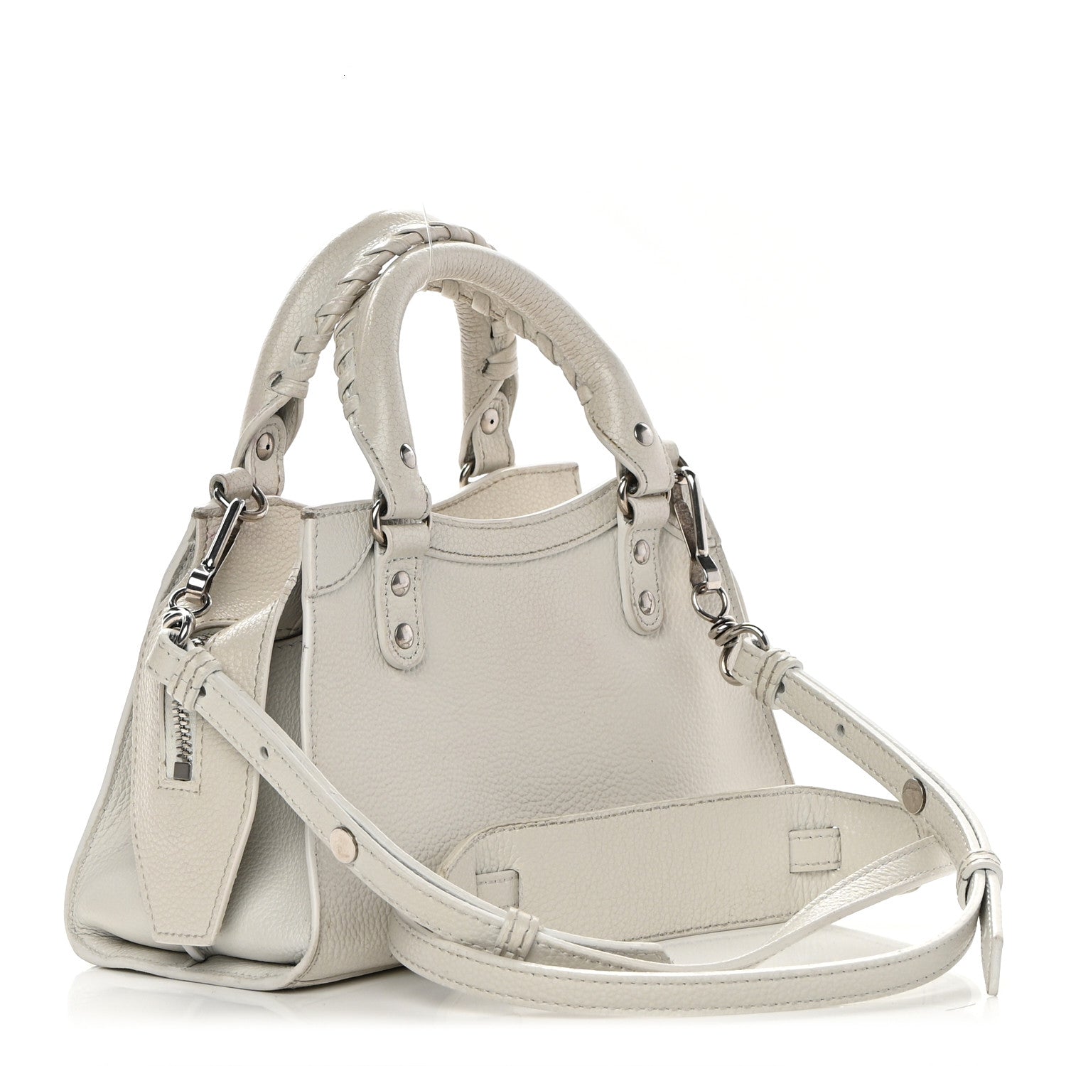 Balenciaga Grained Calfskin Neo Classic Silver Hardware Mini City White 3 of 22