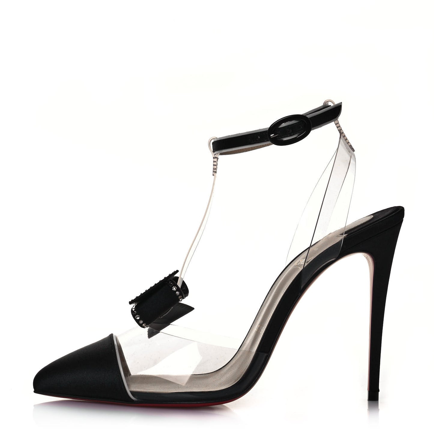 Satin Patent PVC Naked Bow 100 Pumps 38 Black
