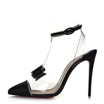Christian Louboutin Satin Patent PVC Naked Bow 100 Pumps 38 Black 1 of 9