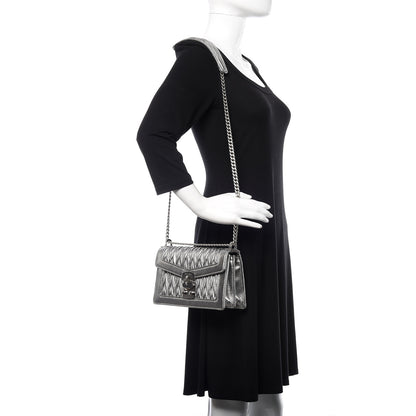 Miu Miu Metallic Lambskin Confidential Matelasse Chain Shoulder Bag Cromo 2 of 11