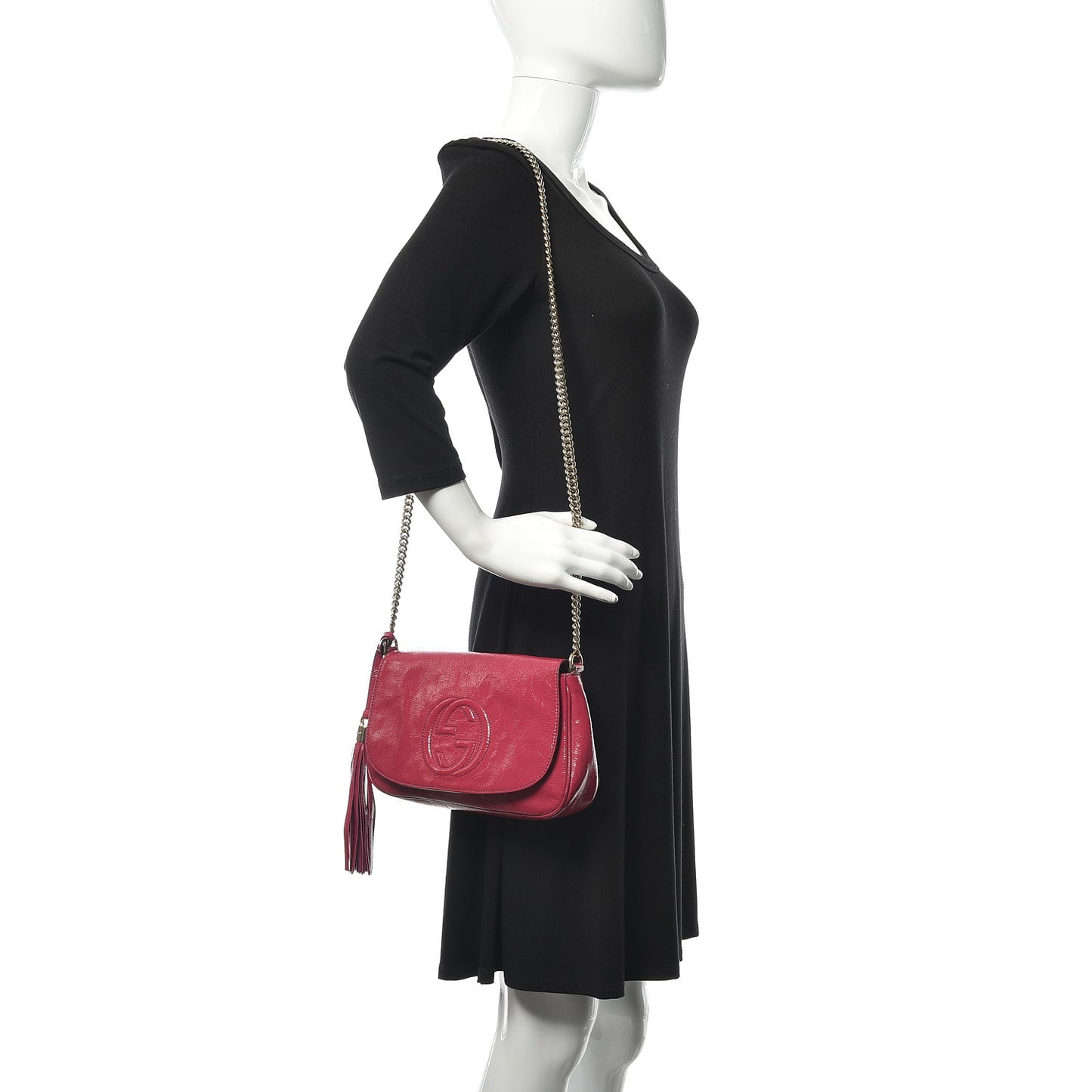 Patent Medium Soho Flap Crossbody Bright Bougainvillea
