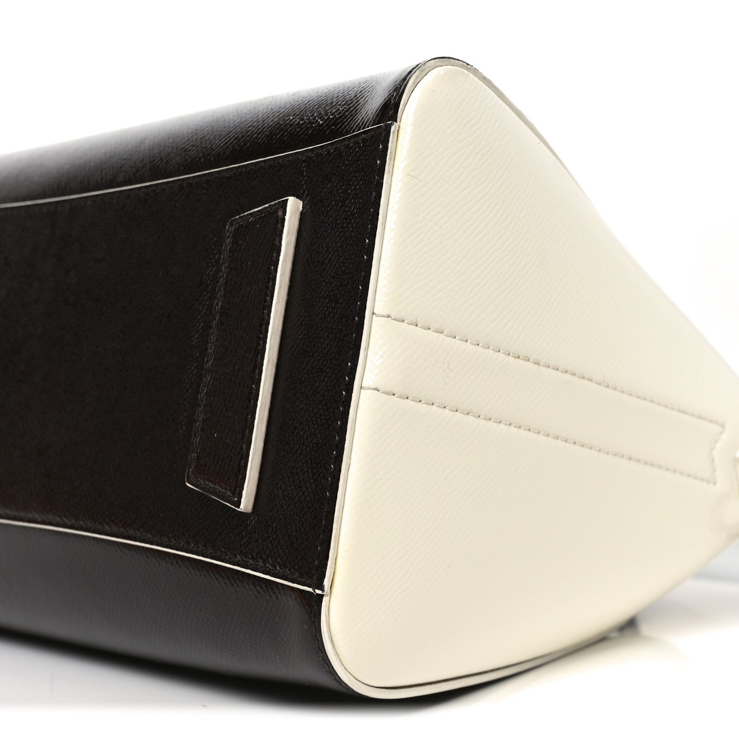 Textured Patent Calfskin Small Tri-Color Antigona Black White Brown