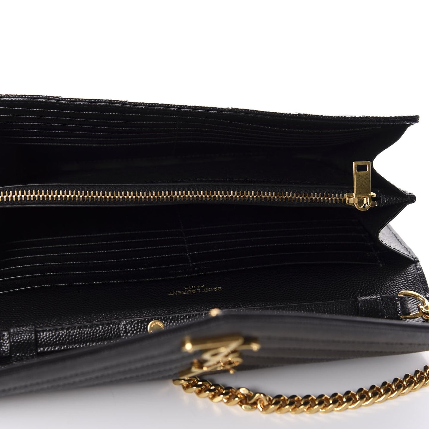 Grain De Poudre Matelasse Chevron Monogram Chain Wallet Black