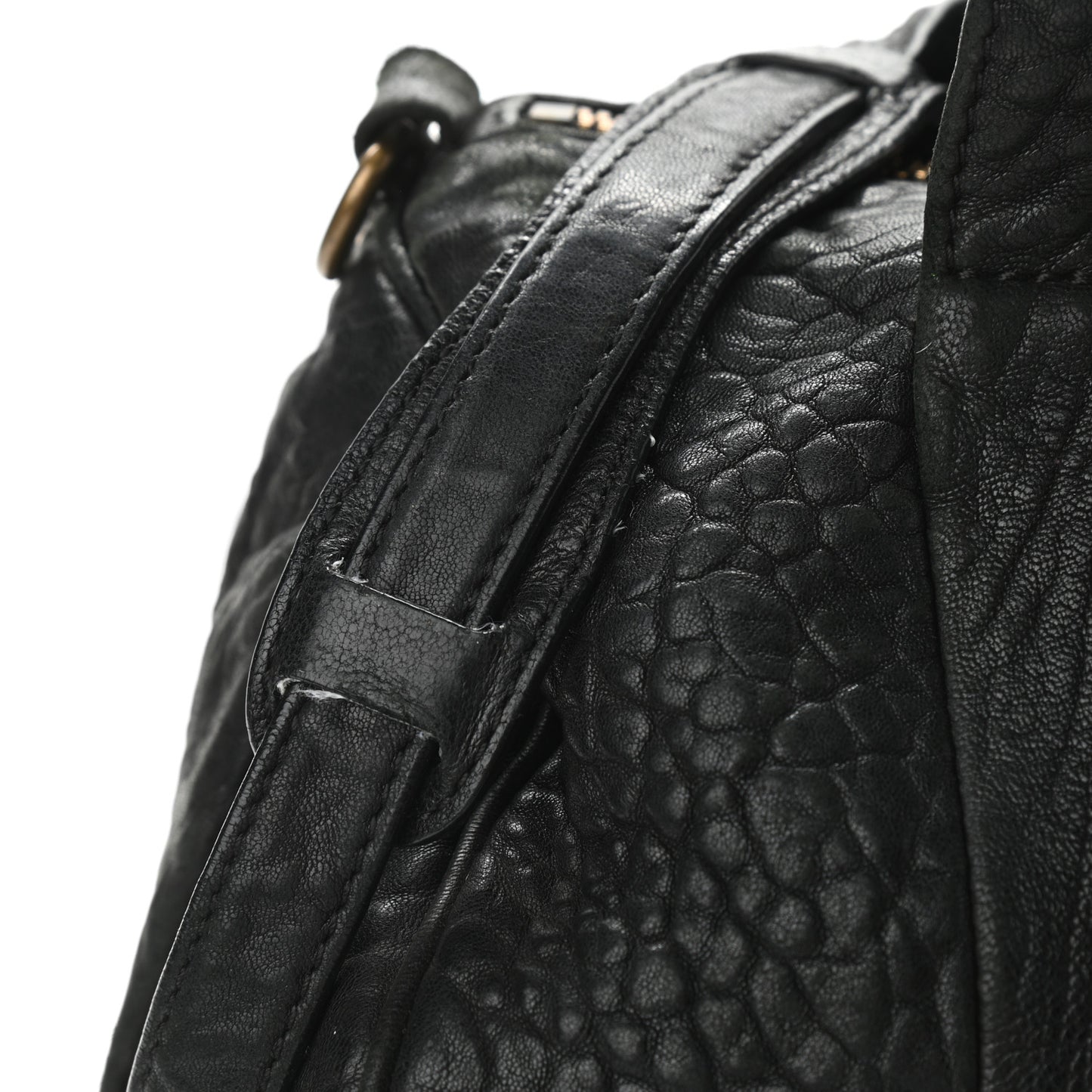 Pebbled Lambskin Rocco Black Antique Brass Hardware