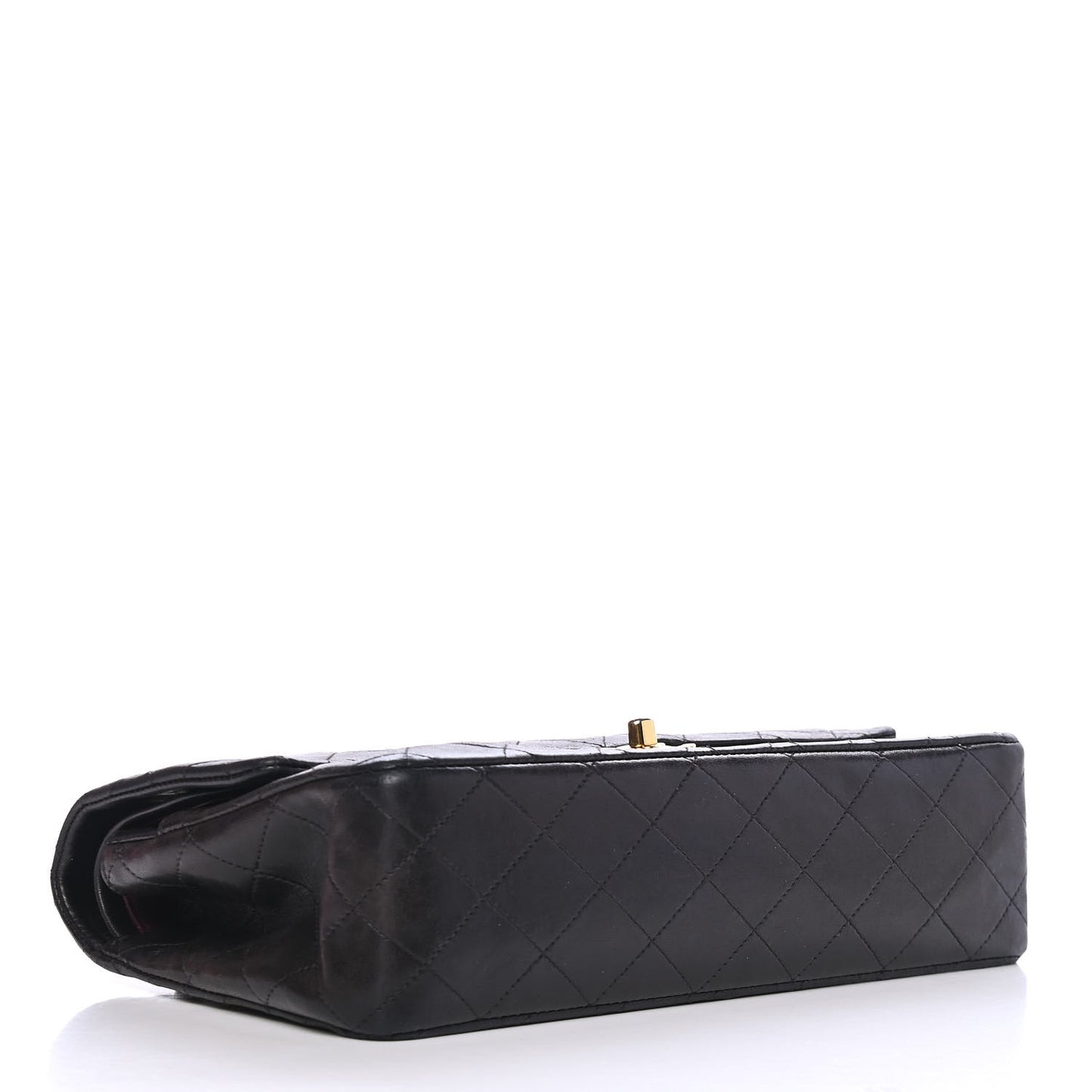 Lambskin Quilted Medium Double Flap Black