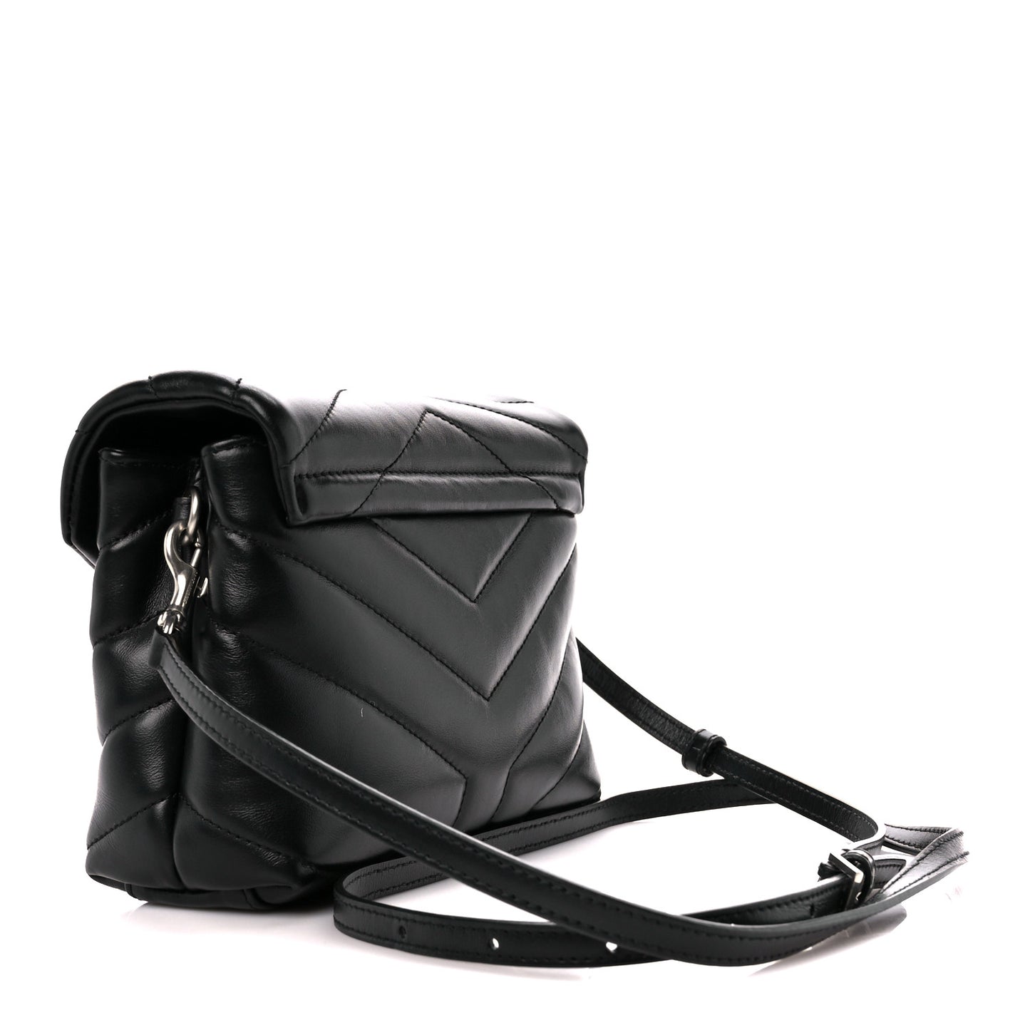 Calfskin Y Quilted Monogram Toy Loulou Crossbody Bag Black