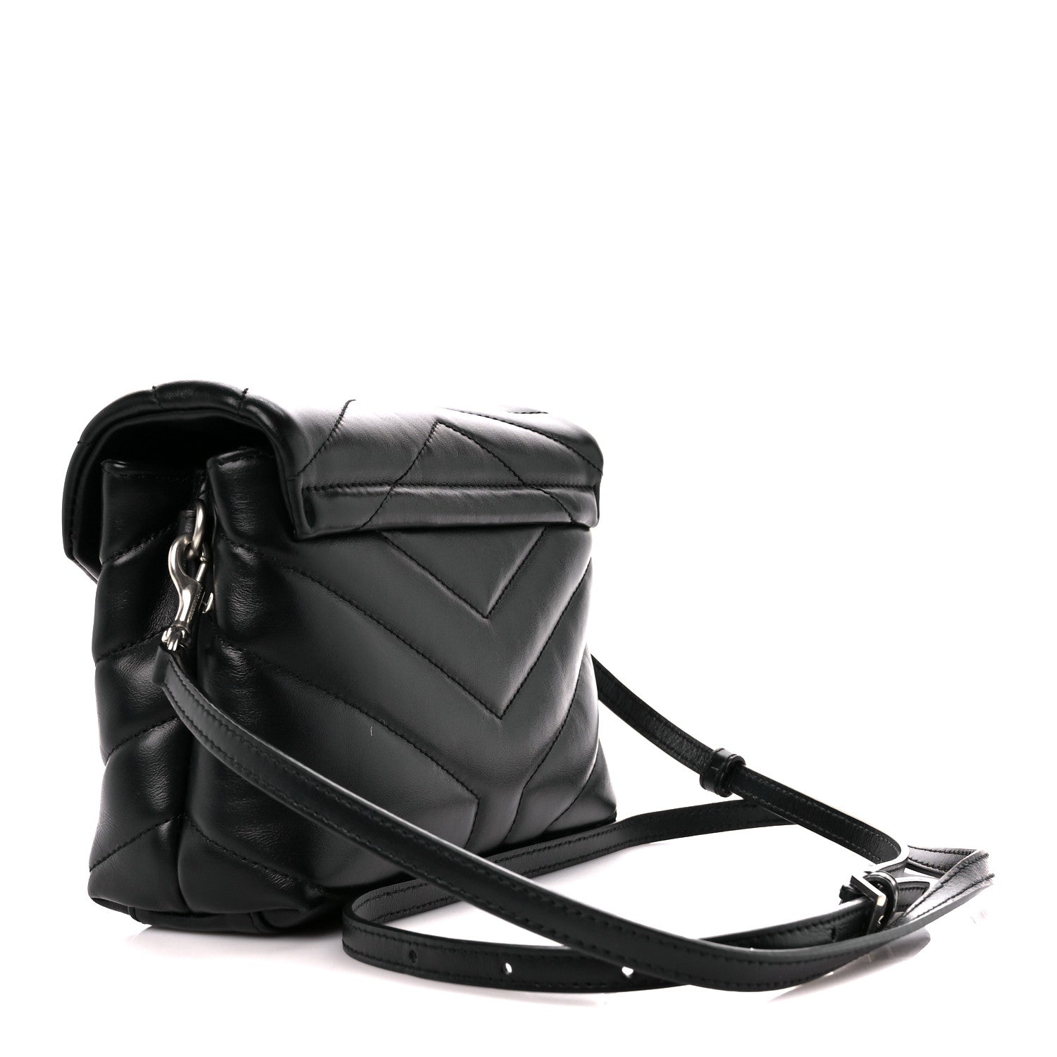 Saint Laurent Calfskin Y Quilted Monogram Toy Loulou Crossbody Bag Black 3 of 12