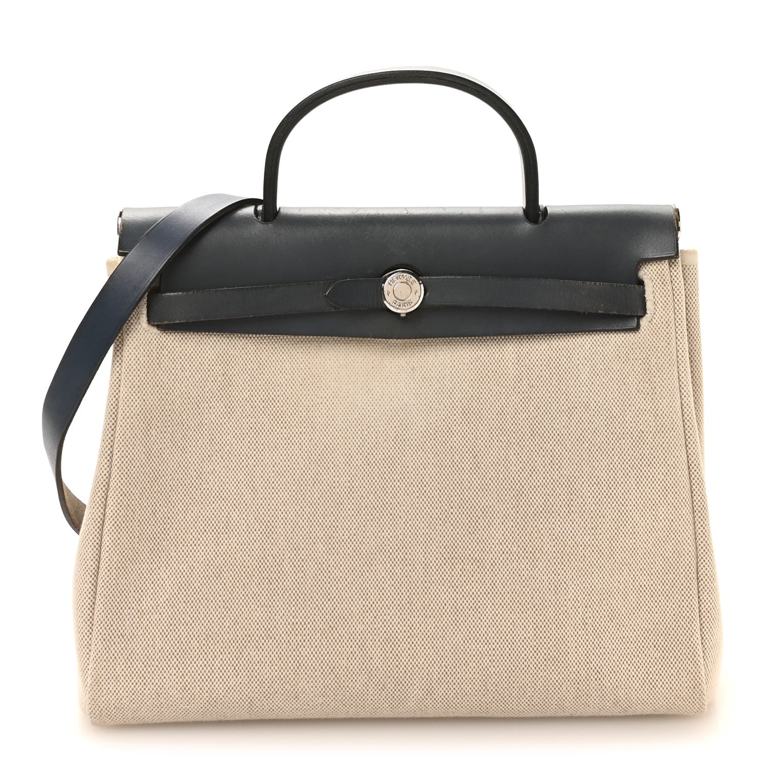 Hermes Toile Vache Calfskin Herbag PM 30 Navy Bleu Natural 1 of 11