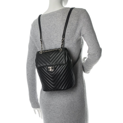 Chanel Calfskin Chevron Quilted Small Urban Spirit Backpack Black 2 of 7