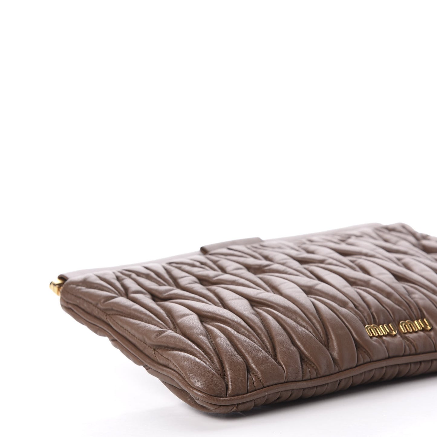 Nappa Matelasse Clutch Brown