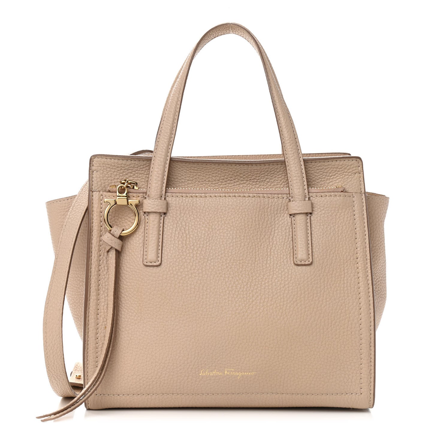 Hammered Calfskin Double Handle Small Amy Tote Cumin