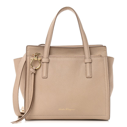 Salvatore Ferragamo Hammered Calfskin Double Handle Small Amy Tote Cumin 1 of 11