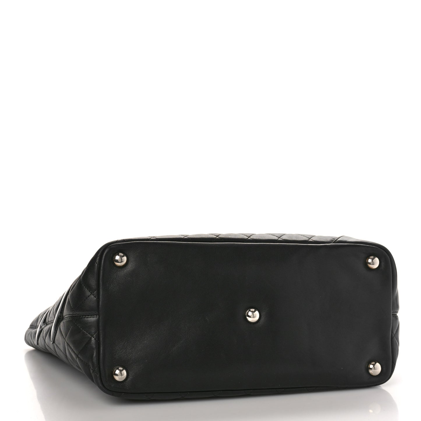 Calfskin Quilted Large Cambon Tote Black
