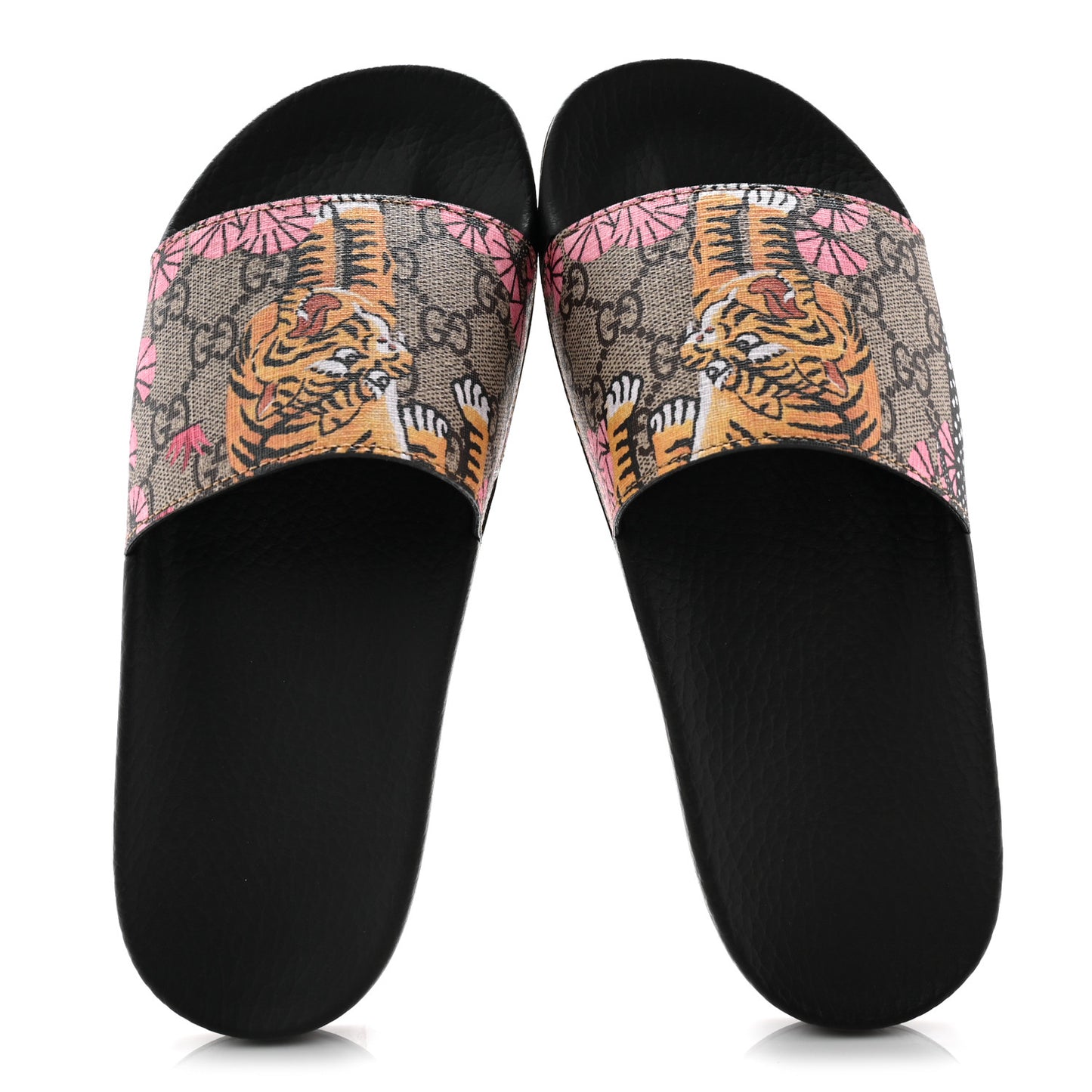 GG Supreme Monogram Bengal Slide Sandals 38 Beige Pink